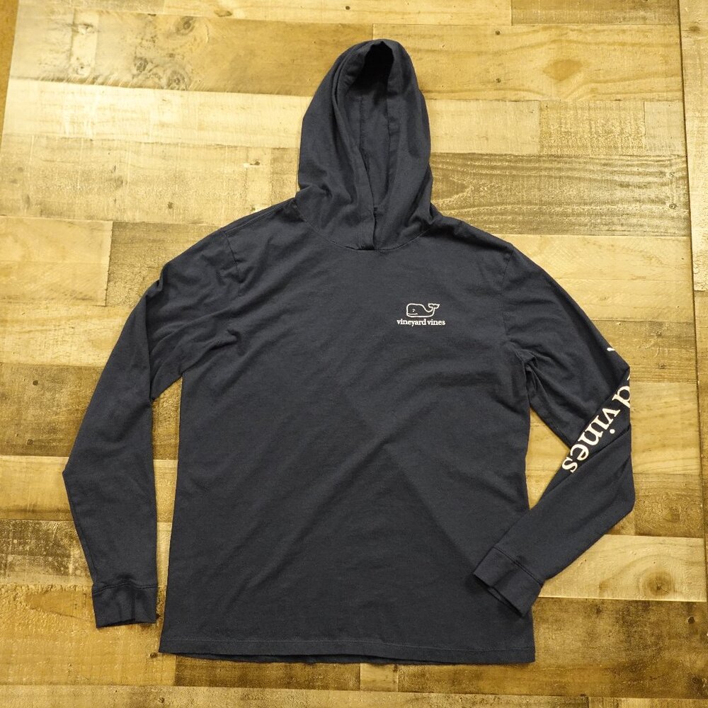 Vineyard Vines Men’s Hooded Sweatshirt‎ Large Navy Cotton Whale Logo Casual
